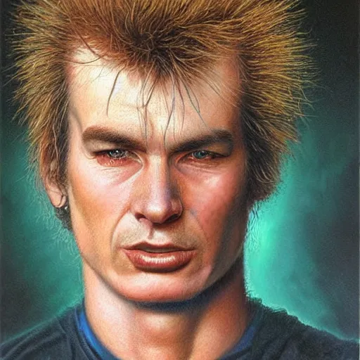 Prompt: a hyperrealistic portrait of sid vicious by Bob Eggleton,