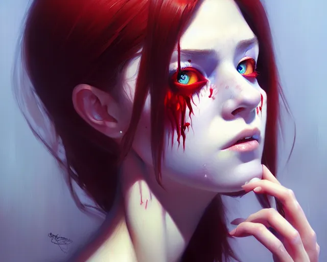 Image similar to a ultradetailed beautiful portrait panting of a pretty zombie woman in distress, oil painting, by ilya kuvshinov, greg rutkowski and makoto shinkai, trending on artstation