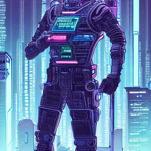 Image similar to dwight eisenhower. a clever cyberpunk merc, centered in the frame, cyberpunk concept art by Jean Giraud and josan gonzales, digital art, highly detailed, intricate, sci-fi, sharp focus, Trending on Artstation HQ, deviantart, 4K UHD image