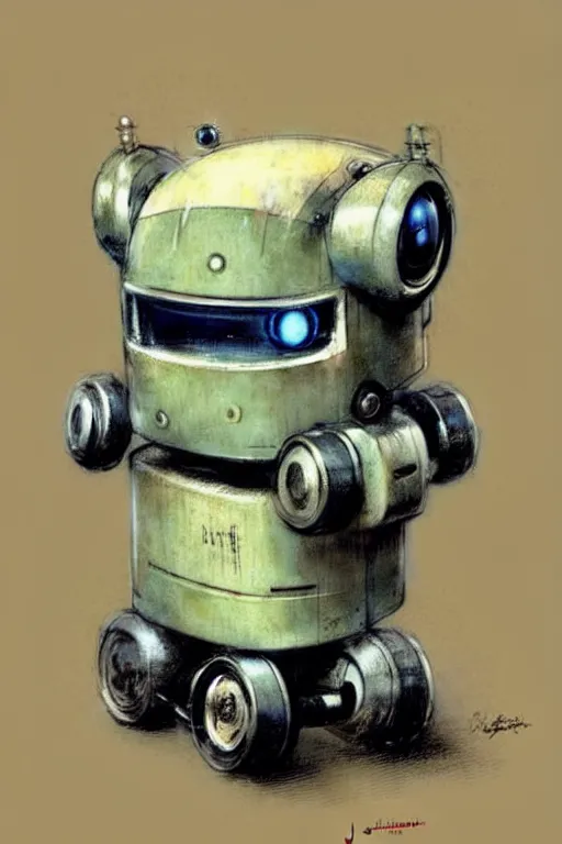 Prompt: ( ( ( ( ( 1 9 5 0 s robot cute robot pet wheeled tracked. muted colors. ) ) ) ) ) by jean - baptiste monge!!!!!!!!!!!!!!!!!!!!!!!!!!!!!!