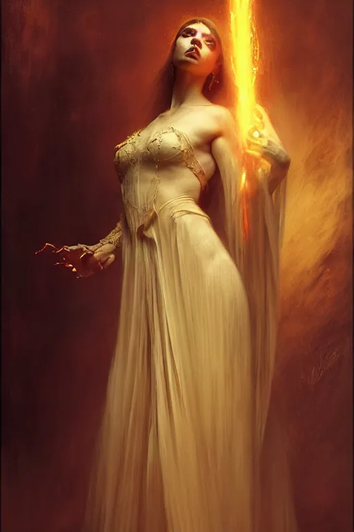 Prompt: a full body portrait of a demon girl wearing gown, high detail, cleary see face, by gaston bussiere, bayard wu, greg rutkowski, odd nerdrum, maxim verehin, realism, harsh lighting, dan dos santos, masterpiece, sharp focus, cinematic lightning