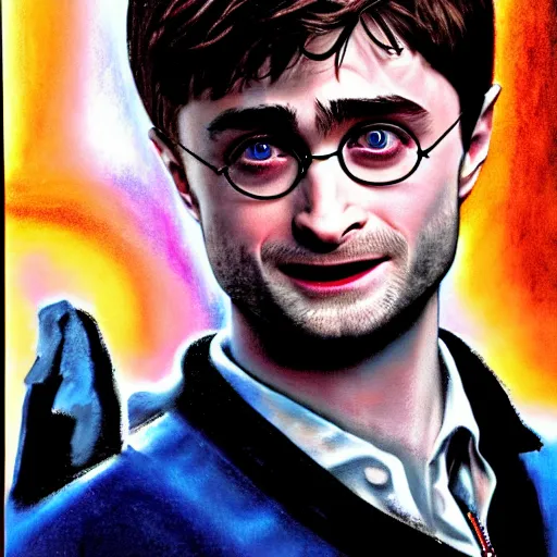 Image similar to daniel radcliffe is the devil, airbrush art, drew struzan illustration art, key art, portrait