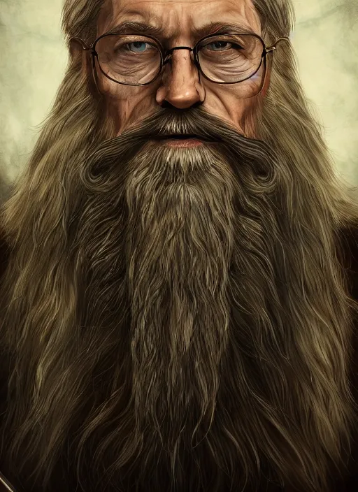 Image similar to character portrait of Steve-O with a long beard as Gandalf, digital art, trending on artstation, 4k