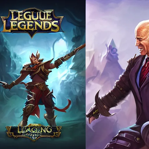 Image similar to biden as league of legends hero, videogame, concept art