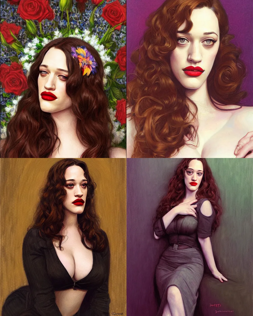 Prompt: sophisticated portrait of Kat Dennings!!!, 1960s flower power hippy, very smoky Paris bar, elegance, highly detailed, shallow depth of field, Artstation, Artgerm, Donato Giancola and Joseph Christian Leyendecker