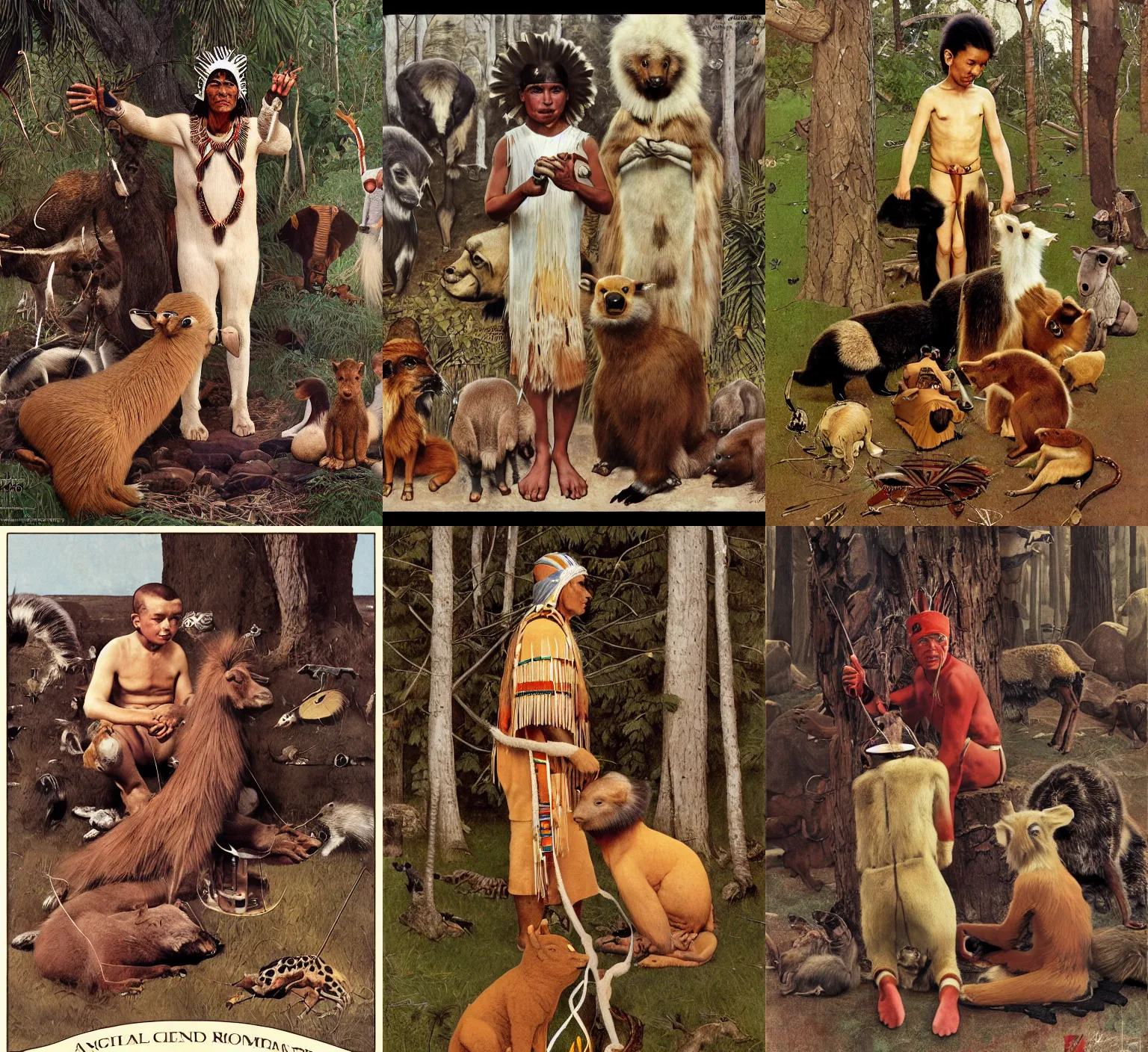 Prompt: a spiritual clean diagram aboriginal about selk ´ nam and the animals, muy definido, with lines interconnecting situations, clean design,, by norman rockwell, award winning photo, octane render, 2 4 0 0 dpi