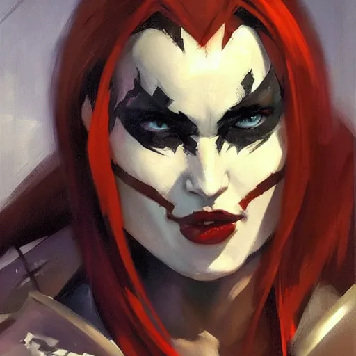 Prompt: greg manchess portrait painting of a female punisher kratos as overwatch character, medium shot, asymmetrical, profile picture, organic painting, sunny day, matte painting, bold shapes, hard edges, street art, trending on artstation, by huang guangjian and gil elvgren and sachin teng