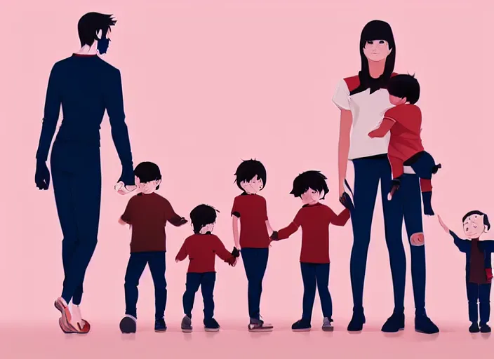 Image similar to a family. a mother, a father, and two children. clean cel shaded vector art. shutterstock. behance hd by lois van baarle, artgerm, helen huang, by makoto shinkai and ilya kuvshinov, rossdraws, illustration, art by ilya kuvshinov