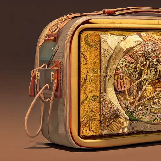 Image similar to universe inside ampoules and alambics in a surreal ancient doctor's bag, intricated detailed, soft painting, depth of field, trending on artstation, 8k, hd, highly detailed, unreal engine 5, artstation, shaders, rays