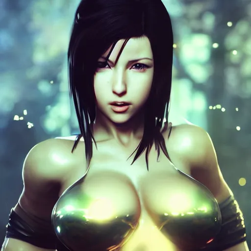 Prompt: Seductive Tifa Lockhart portrait, full frontal centred, atmospheric lighting, painted, intricate, volumetric lighting, beautiful, golden hour, sharp focus, ultra detailed, by Leesha Hannigan, Ross Tran, Thierry Doizon, Kai Carpenter,Ignacio Fernández Ríos