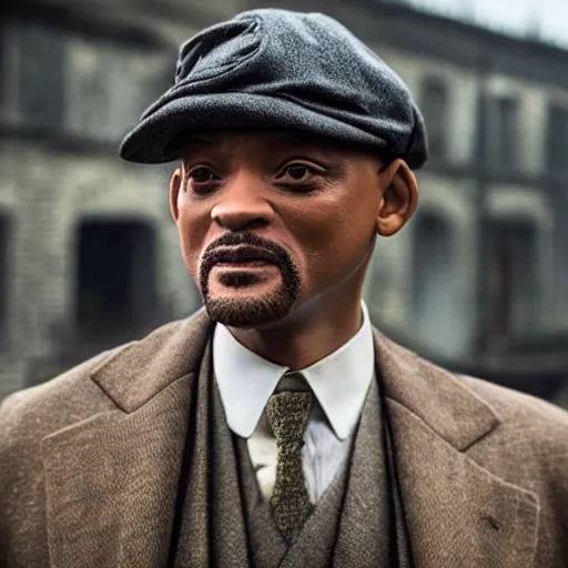 Image similar to will smith in Peaky Blinders very detail 4K quality super realistic