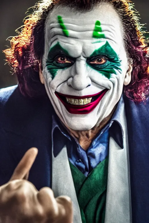 Image similar to silvio santos as the joker, 8 k, hdr, great light, gustave courbet, annie leibowitz