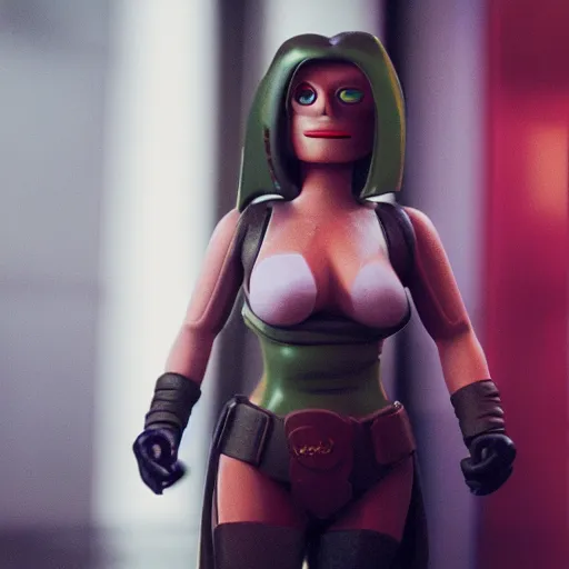 Prompt: still image of leela from futurama in the dark knight, cinematic, anamorphic, 8 0 mm f / 2. 8 l, 3 5 mm film, movie