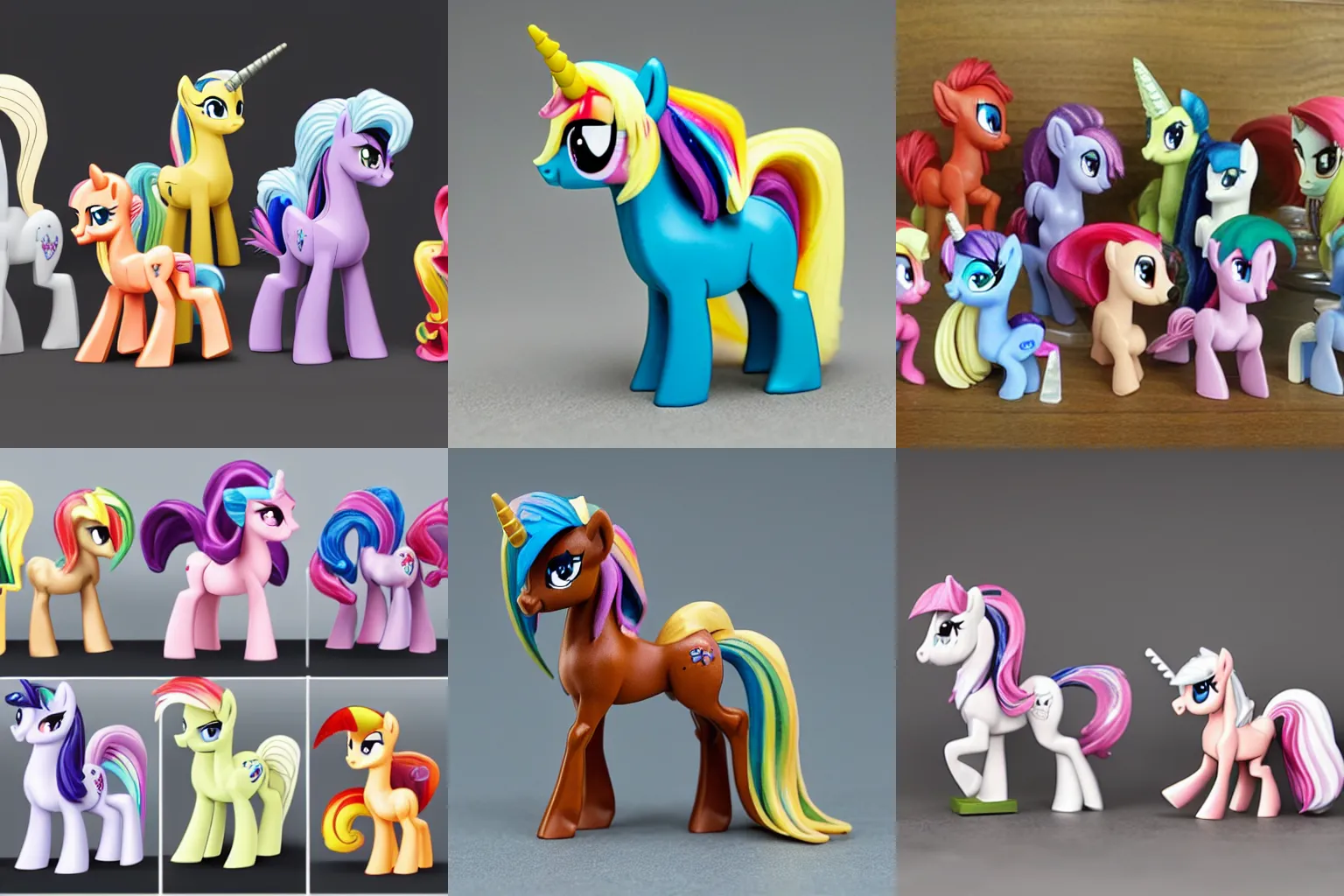 Prompt: If My Little Pony figurines were made of wood instead of plastic