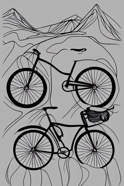 Image similar to minimalist boho style art of a mountainbike, illustration, vector art