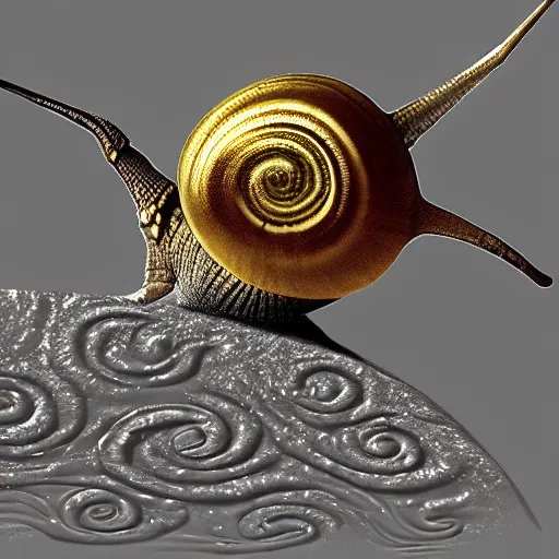 Prompt: A snail with a gold crown, high detail photo, extreme high detail digital art, x-ray