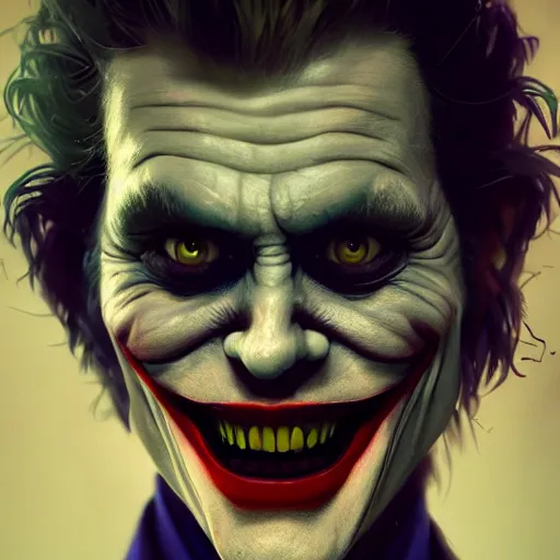 Prompt: willem dafoe as joker, ultra high detailed, oil painting, greg rutkowski, charlie bowater, yuumei, yanjun cheng, unreal 5, daz, hyperrealistic, octane render, rpg portrait, dynamic lighting