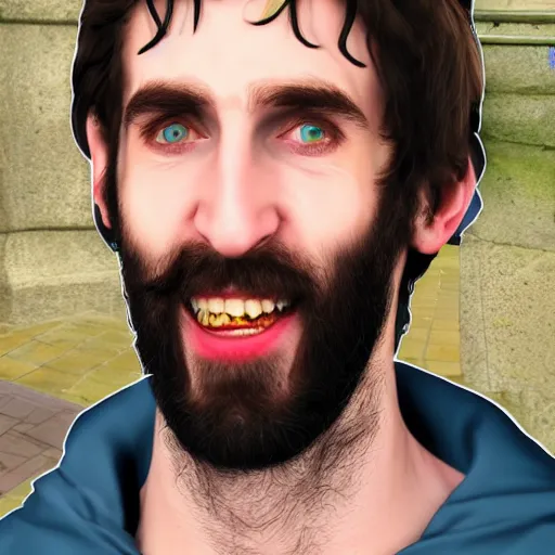 Prompt: asmongold, hyper realisitic, portrait, high detail, 8 k, youtube thumbnail