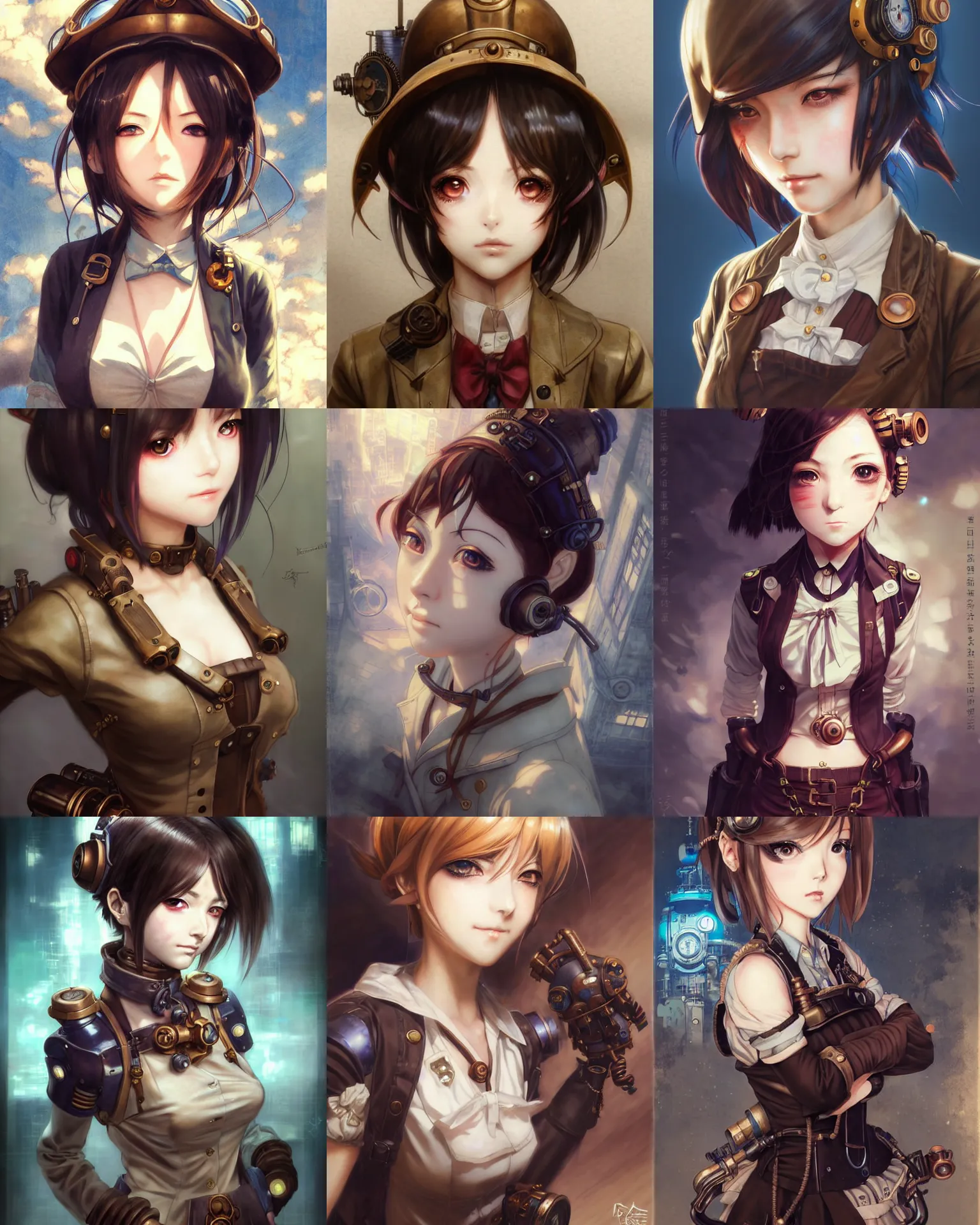 Prompt: portrait anime girl steampunk cute - fine - face, pretty face, realistic shaded perfect face, fine details. anime. bioshock steampunk realistic shaded lighting by katsuhiro otomo ghost - in - the - shell, magali villeneuve, artgerm, rutkowski jeremy lipkin and giuseppe dangelico pino and michael garmash and rob rey