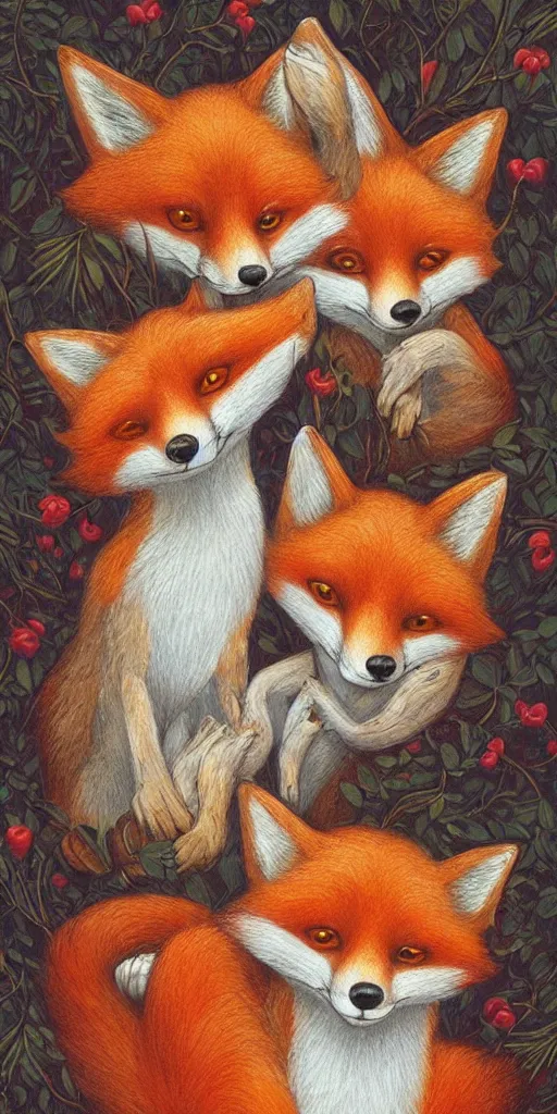 Image similar to greeting card, love, 2 beautiful foxes, by greg simkins, warm colors, cozy