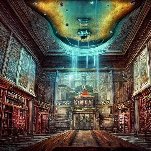 Image similar to eldritch legislature, fantasy, realistic colorful photography, interior, hyperrealism, incredible, detailed