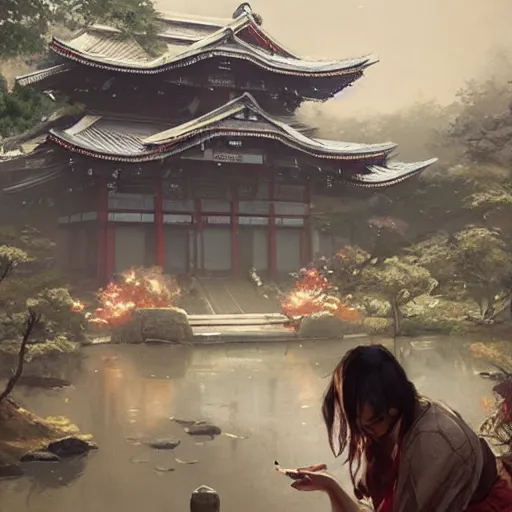 Prompt: ⛩, games gurney, greg rutkowski