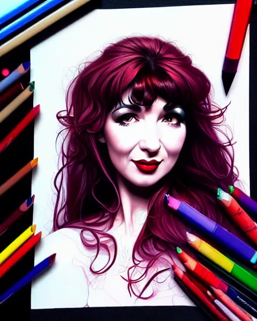 Image similar to richly detailed color illustration kate bush illustrated by artgerm and mina petrovic and timothy kong and marina federovna. 3 d shadowing