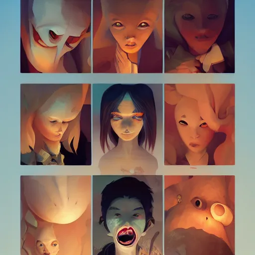 Image similar to face icon stylized minimalist scary stories to tell in the dark, loftis, cory behance hd by jesper ejsing, by rhads, makoto shinkai and lois van baarle, ilya kuvshinov, rossdraws global illumination