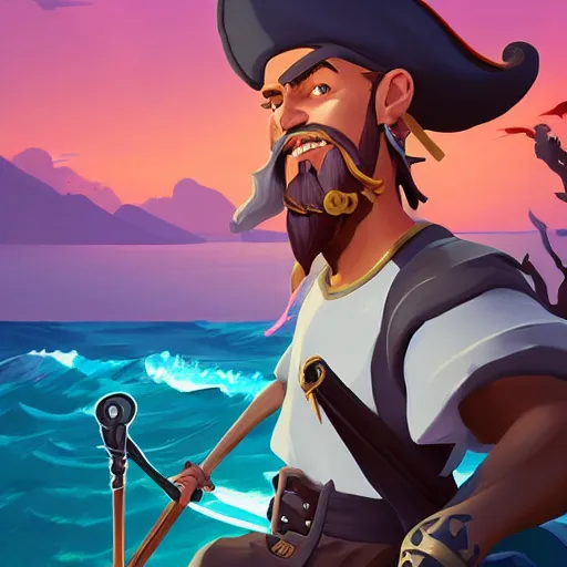 Image similar to painting jack the pirate on sea of thieves game avatar hero smooth face median photoshop filter cutout vector behance hd by jesper ejsing, by rhads, makoto shinkai and lois van baarle, ilya kuvshinov, rossdraws, illustration, art by ilya kuvshinov and gustav klimt