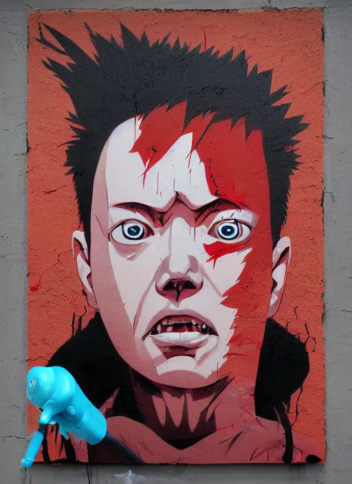 Image similar to symmetry!! portrait of tetsuo from akira, by sachin teng, organic, cables, matte painting, geometric shapes, hard edges! graffiti, street art