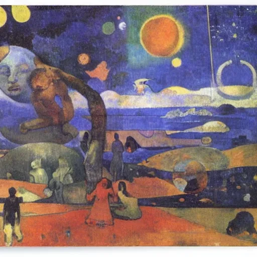 Image similar to Liminal space in outer space by Paul Gauguin