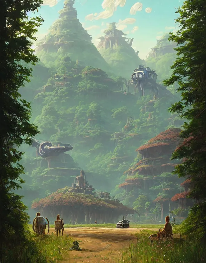 Image similar to #art #hyperreal #intricate simon-stålenhag-dinotopia-botw-studio-ghibli, [32k hd]^10