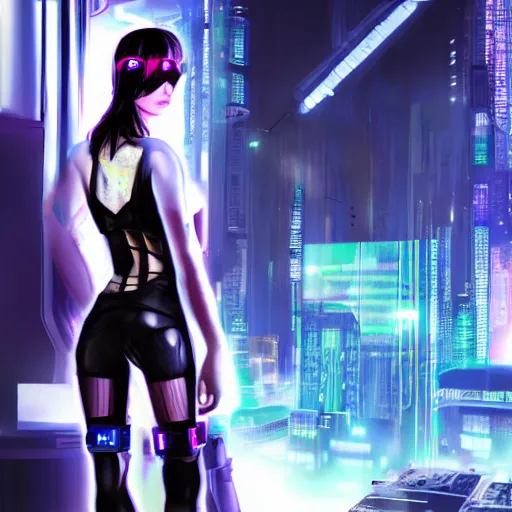 Image similar to cyberpunk girl