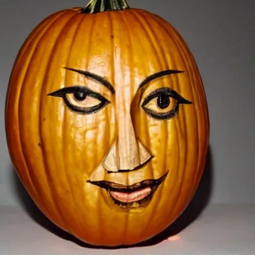 Image similar to gourd carved to look like the face of amber heard