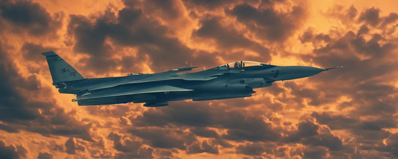 Image similar to a fighter jet built out of spaghetti, flying over the ocean, canon 5 0 mm, cinematic lighting, photography, retro, film, kodachrome