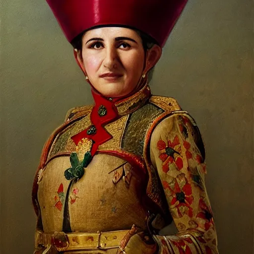 Image similar to a proud female Ottoman Janissary, by Charles Sillem Lidderdale, 4k, brilliant, realism