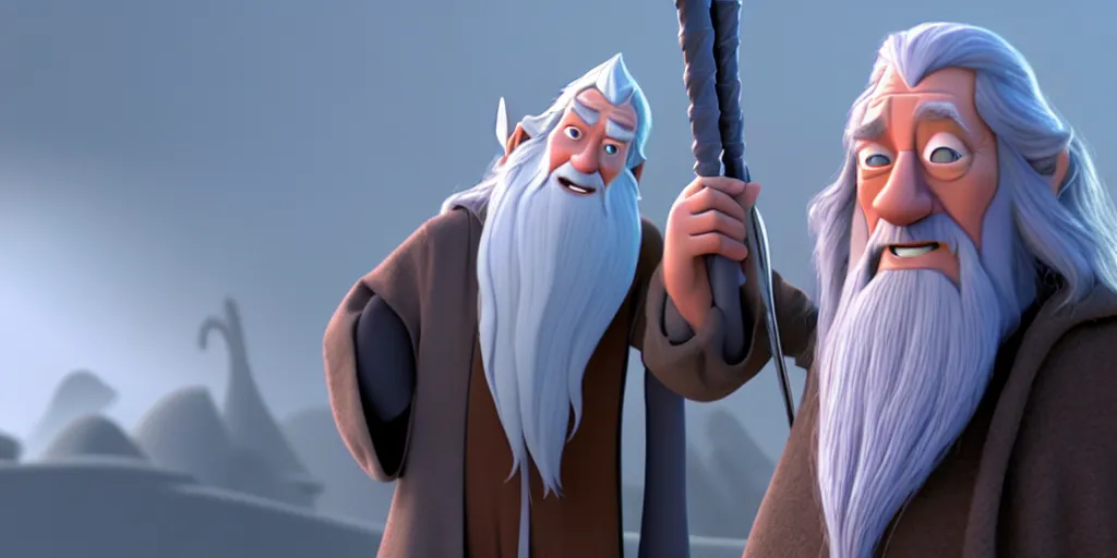 Prompt: a wholesome animation key shot of a gandalf the grey pixar and disney animation sharp render 3 d animated