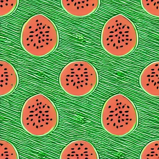 Prompt: A pattern of symmetrical watermelons, isometric art
