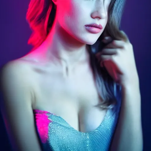 Prompt: A stunning portrait of a gorgeous seductive female model by Aggi Erguna and Brandon Woelfel and Eric Wallis and Joanna Kustra , trending on Flickr, center framing, soft focus, sexy, confident, alluring, seductive, attractive, beautiful, sensual, woman