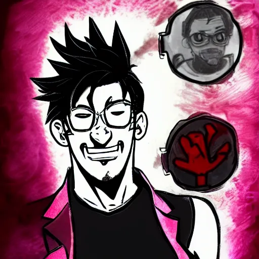 Image similar to markiplier drawn in the style of jojo's bizarre adventure