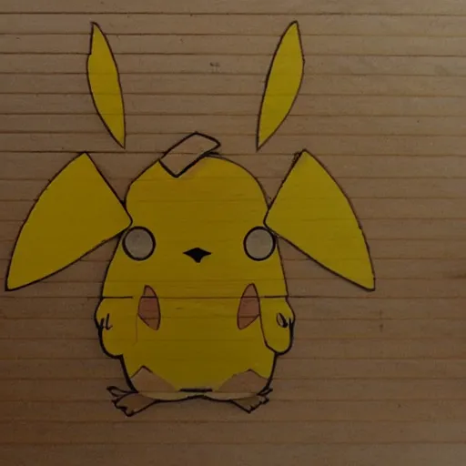 Prompt: a plywood pikachu