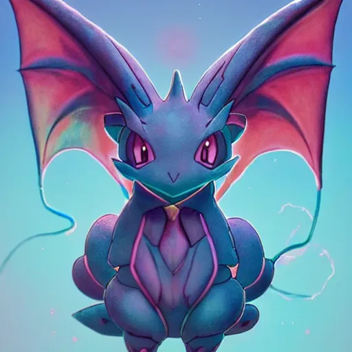 Image similar to a cute dragon pokemon:: by guillermo del toro and Martine Johanna and Simon Stålenhag and Chie Yoshii frank Lloyd Wright:: dynamic, particulate, pastel colors, intricate, elegant, highly detailed, centered, artstation, smooth, sharp focus, octane render, 3d