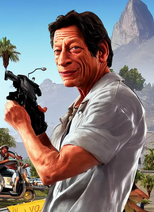 Image similar to jim varney as gta 5 cover art, no - text no - logo