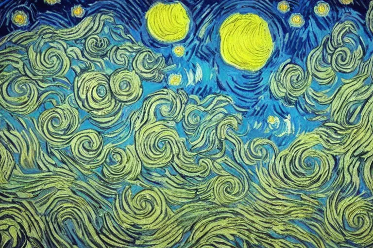 Image similar to baroque psychedelic mushroom under the moon Van Gogh style