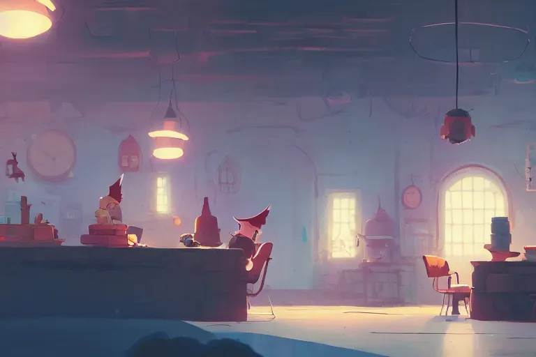 Image similar to sorcerer workshop interior, detailed, cory loftis, james gilleard, atey ghailan, makoto shinkai, goro fujita, studio ghibli, rim light, exquisite lighting, clear focus, very coherent, plain background, soft painting