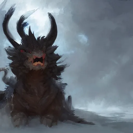 Prompt: furry fluffy floof dragon, by greg rutkowski