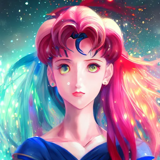 Image similar to Sailor Moon art Portrait, trending on artstation, drawn by WLOP