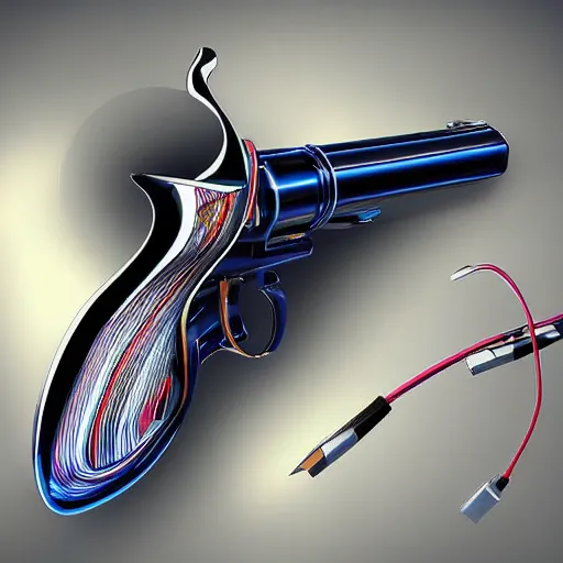 Image similar to an electricity powered revolver, concpet digital art, detailed, perfect, 4k