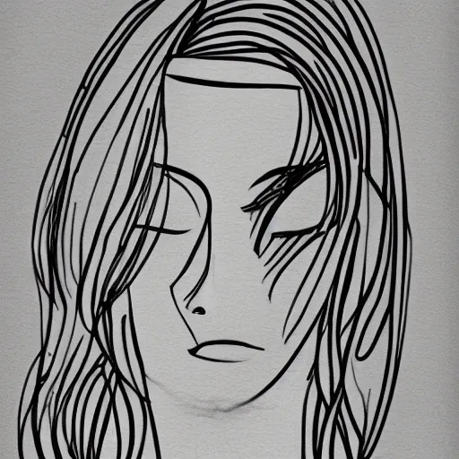 Image similar to one line drawing style of a woman, minimalistic, pastel colors