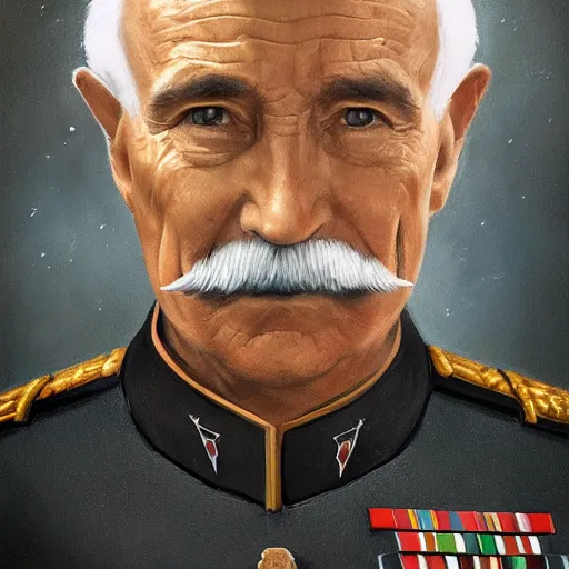 Image similar to portrait of a man by Greg Rutkowski, the grand admiral of the galactic alliance, a man in his 70s, short hair with a mustache, impeccable military composure, wearing the military uniform of the galactic alliance, Star Wars Expanded Universe, highly detailed portrait, digital painting, artstation, concept art, smooth, sharp foccus ilustration, Artstation HQ